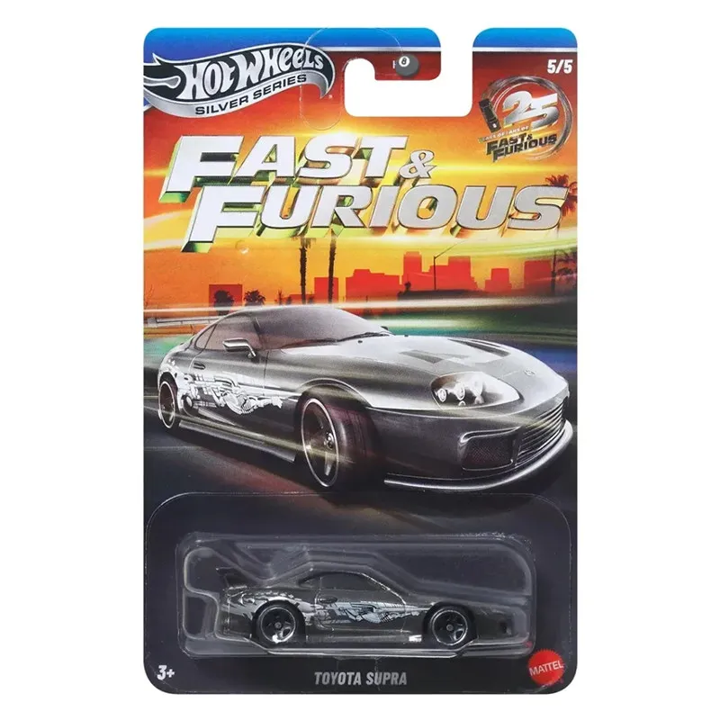 Stock Hot Wheels Diecast Car Model 26 New Alloy Fast Furious Silver Series Honda Civic Dodge Charger Mitsubishi Eclipse Gift
