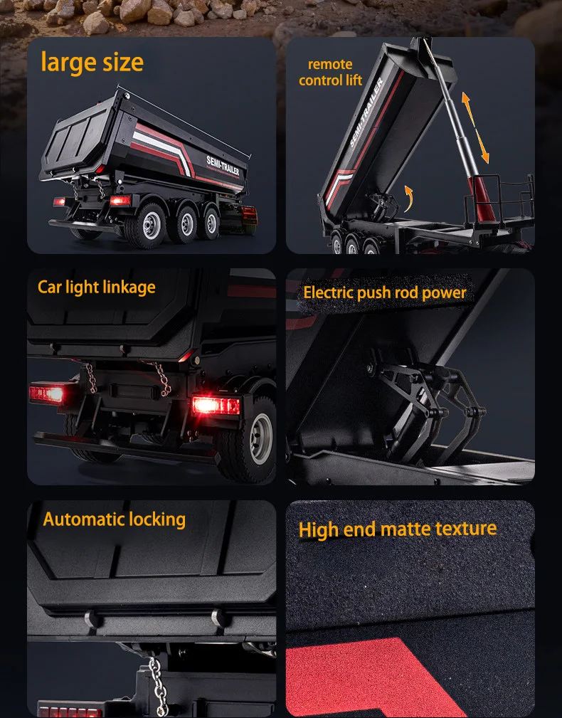 2026 New Huina 1501 1509 Scania 770S Full Scale RC Large Truck Trailer Flat Dump Bucket Model Electric Truck Toy High End Gift