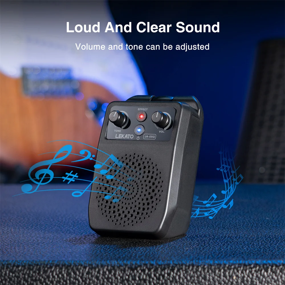 LEKATO Mini Electric Guitar Amp 5W Portable Guitar Amp Bluetooth Built-in 4 Effects Rechargeable Small Guitar Amp for Practice