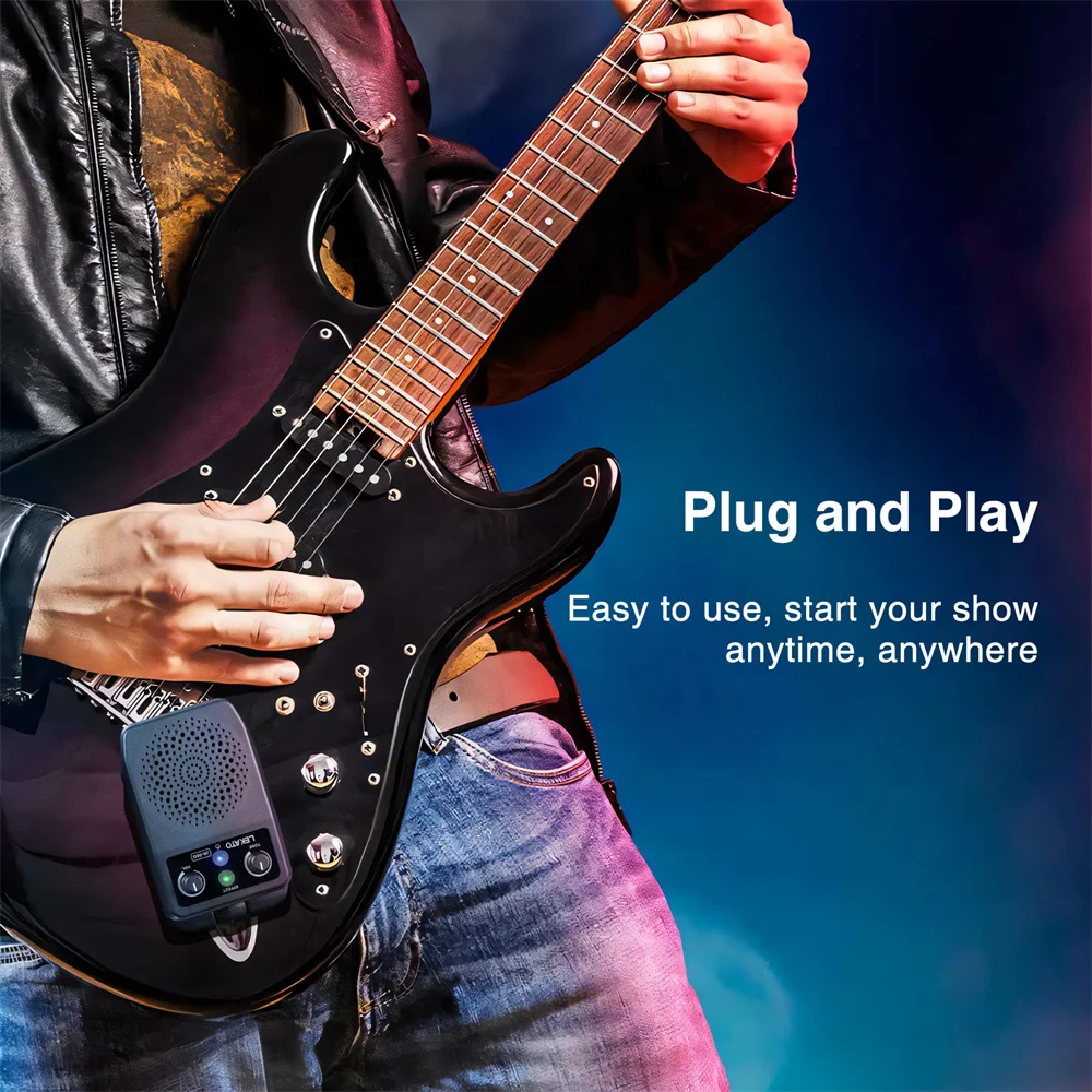 LEKATO Mini Electric Guitar Amp 5W Portable Guitar Amp Bluetooth Built-in 4 Effects Rechargeable Small Guitar Amp for Practice