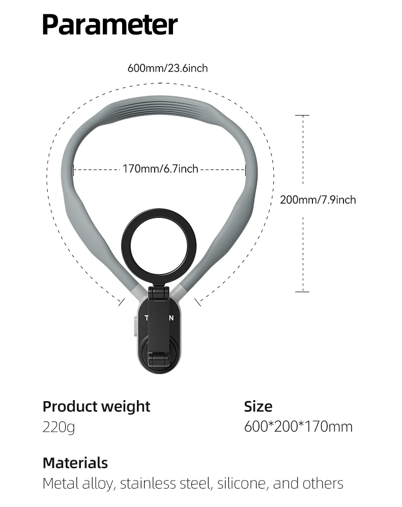 TELESIN Magnetic Neck Mount for Phones Neck Cell Phone POV Mount Phone Neck Holder Chest Stand Strap for iPhone Android Phones