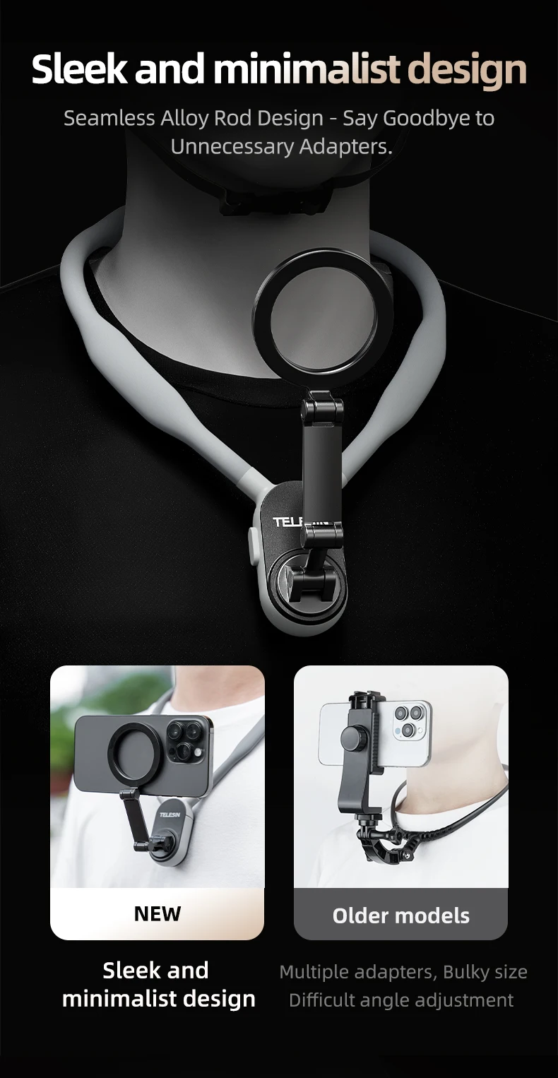 TELESIN Magnetic Neck Mount for Phones Neck Cell Phone POV Mount Phone Neck Holder Chest Stand Strap for iPhone Android Phones