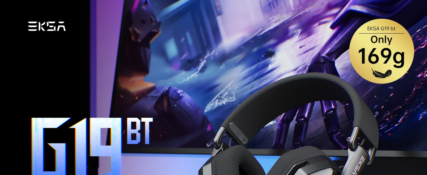 EKSA G19BT 2.4GHz Wireless Gaming Headphones Bluetooth 5.4 3.5mm Headset 30ms Latency 40mm 35H Playtime for PC PS5 Xbox Foldable