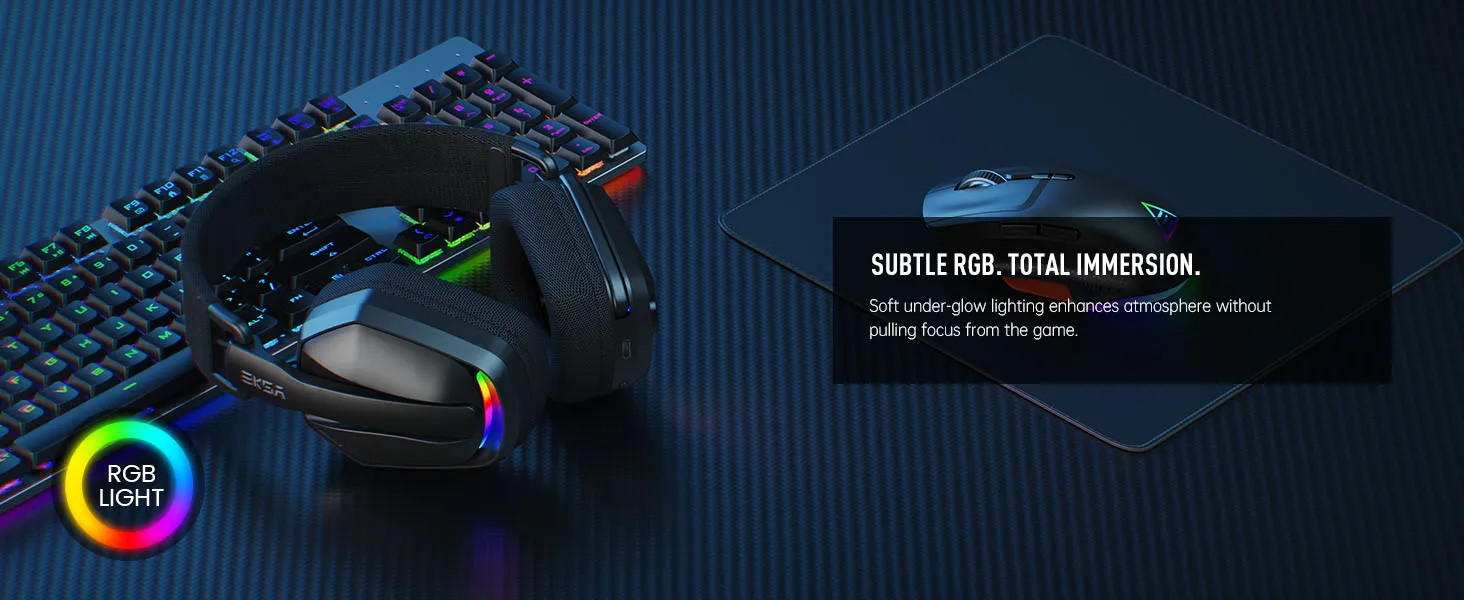 EKSA G19BT 2.4GHz Wireless Gaming Headphones Bluetooth 5.4 3.5mm Headset 30ms Latency 40mm 35H Playtime for PC PS5 Xbox Foldable