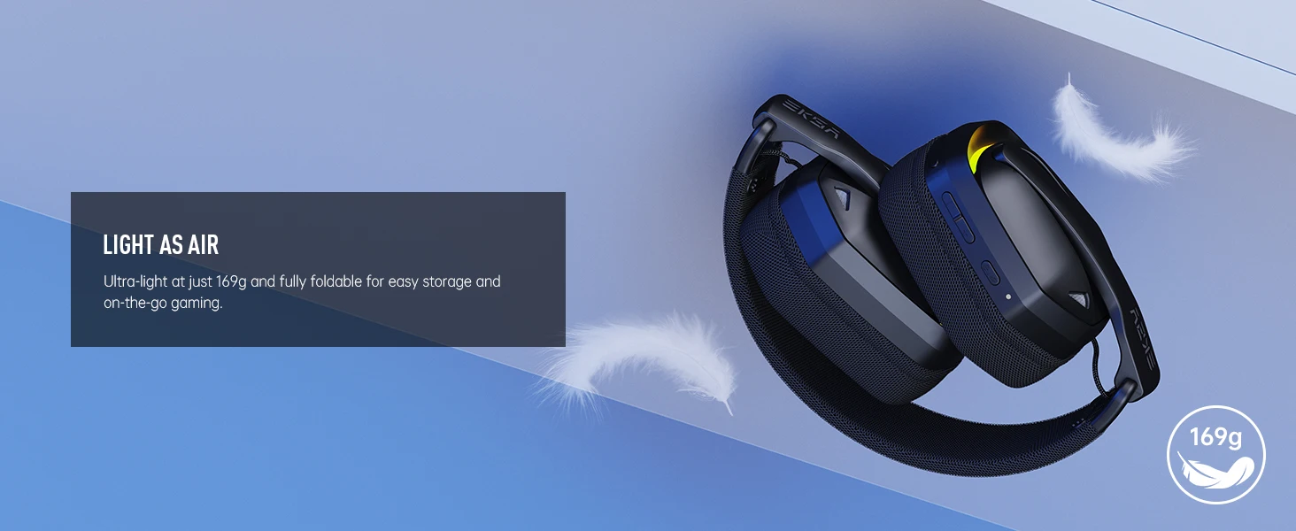 EKSA G19BT 2.4GHz Wireless Gaming Headphones Bluetooth 5.4 3.5mm Headset 30ms Latency 40mm 35H Playtime for PC PS5 Xbox Foldable