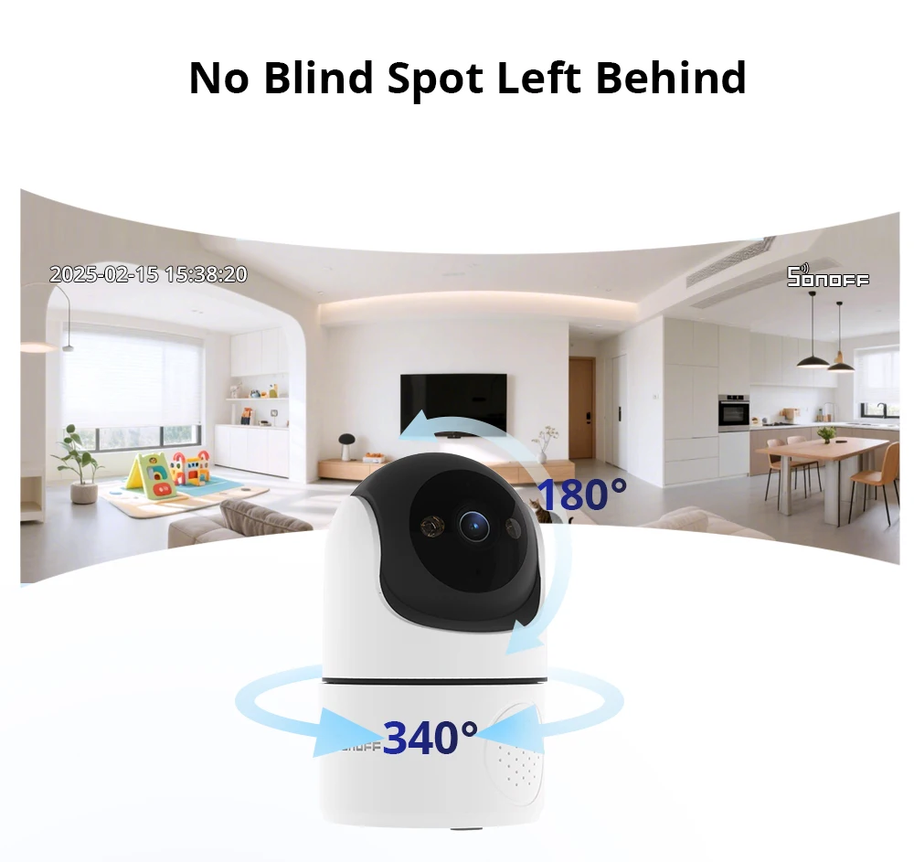 SONOFF CAM Pan-Tilt 2 Smart Indoor Home Security Camera Night Vision 360° Panoramic Human Detection & Motion Detection via Alexa