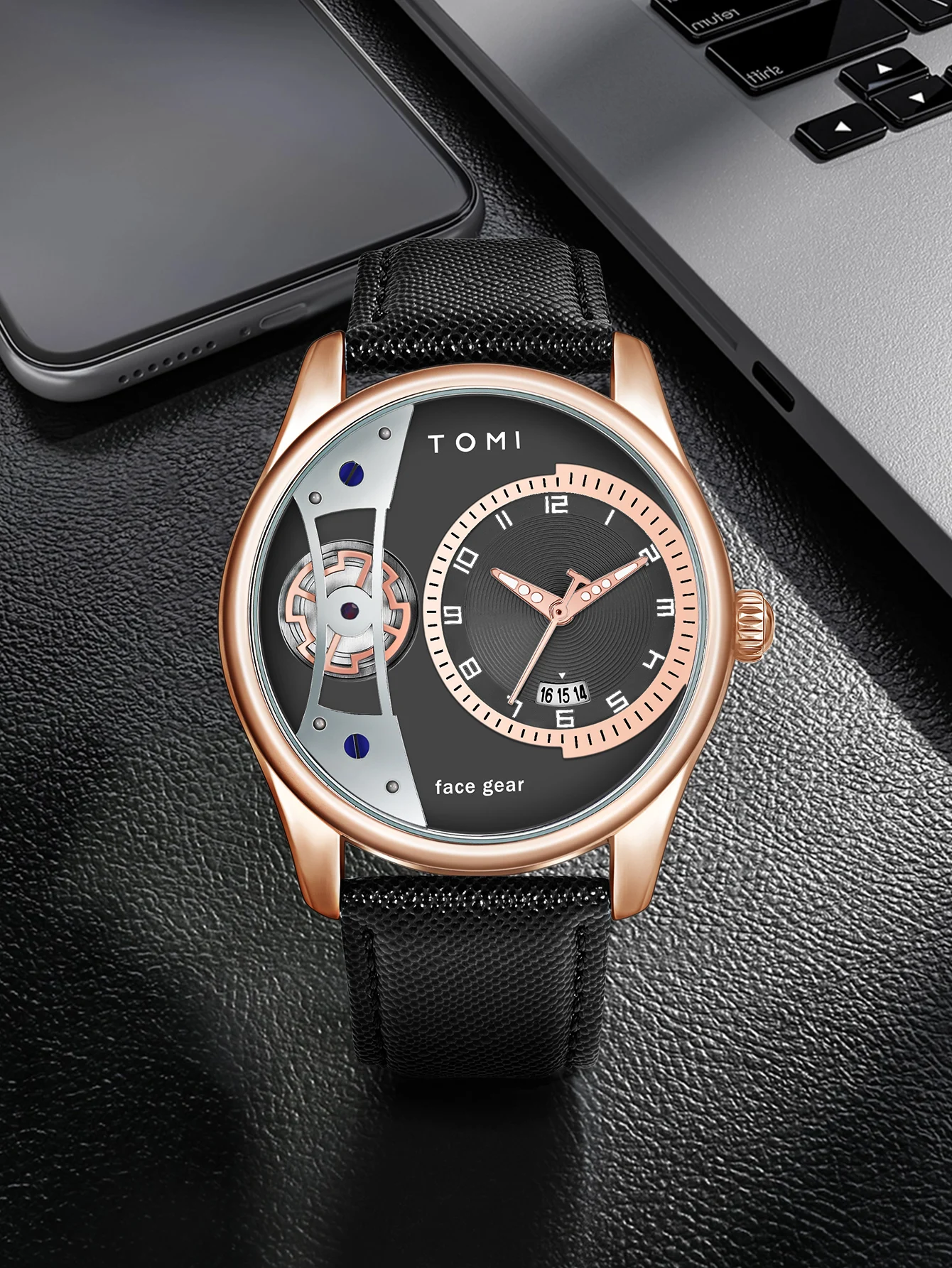 TOMI Set Gift Box for Men's Minimalist Business Quartz Watch Luxury Versatile Double Strap Detachable Watch Festival Gift