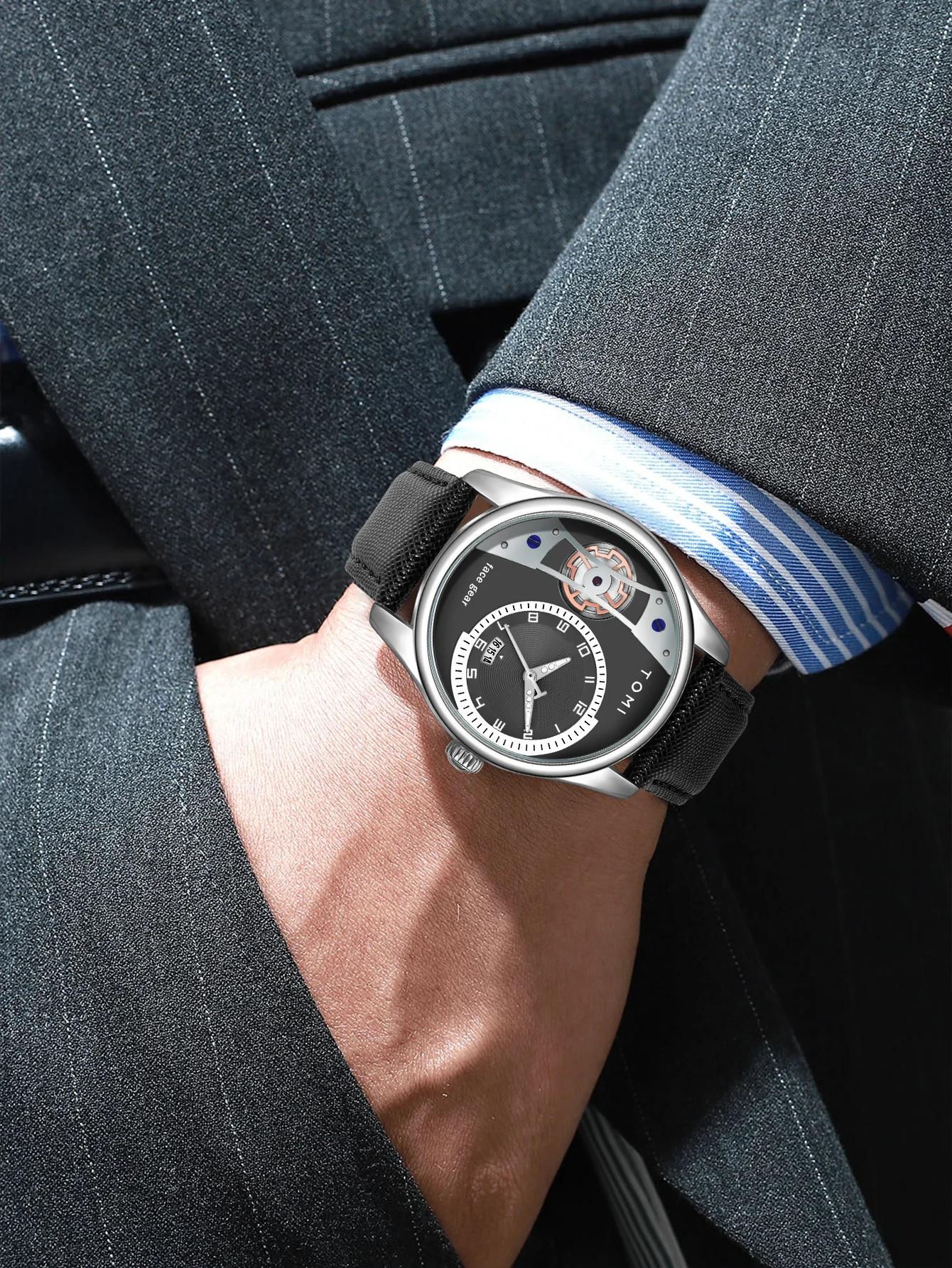 TOMI Set Gift Box for Men's Minimalist Business Quartz Watch Luxury Versatile Double Strap Detachable Watch Festival Gift