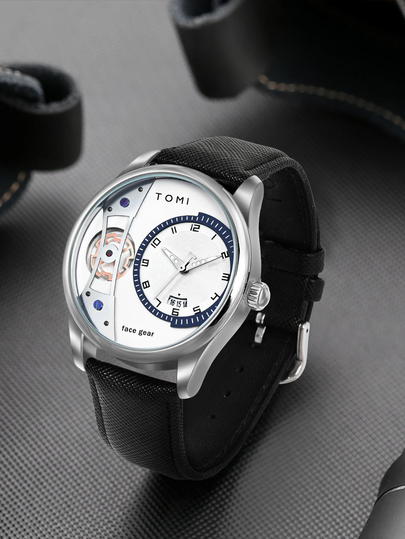 TOMI Set Gift Box for Men's Minimalist Business Quartz Watch Luxury Versatile Double Strap Detachable Watch Festival Gift