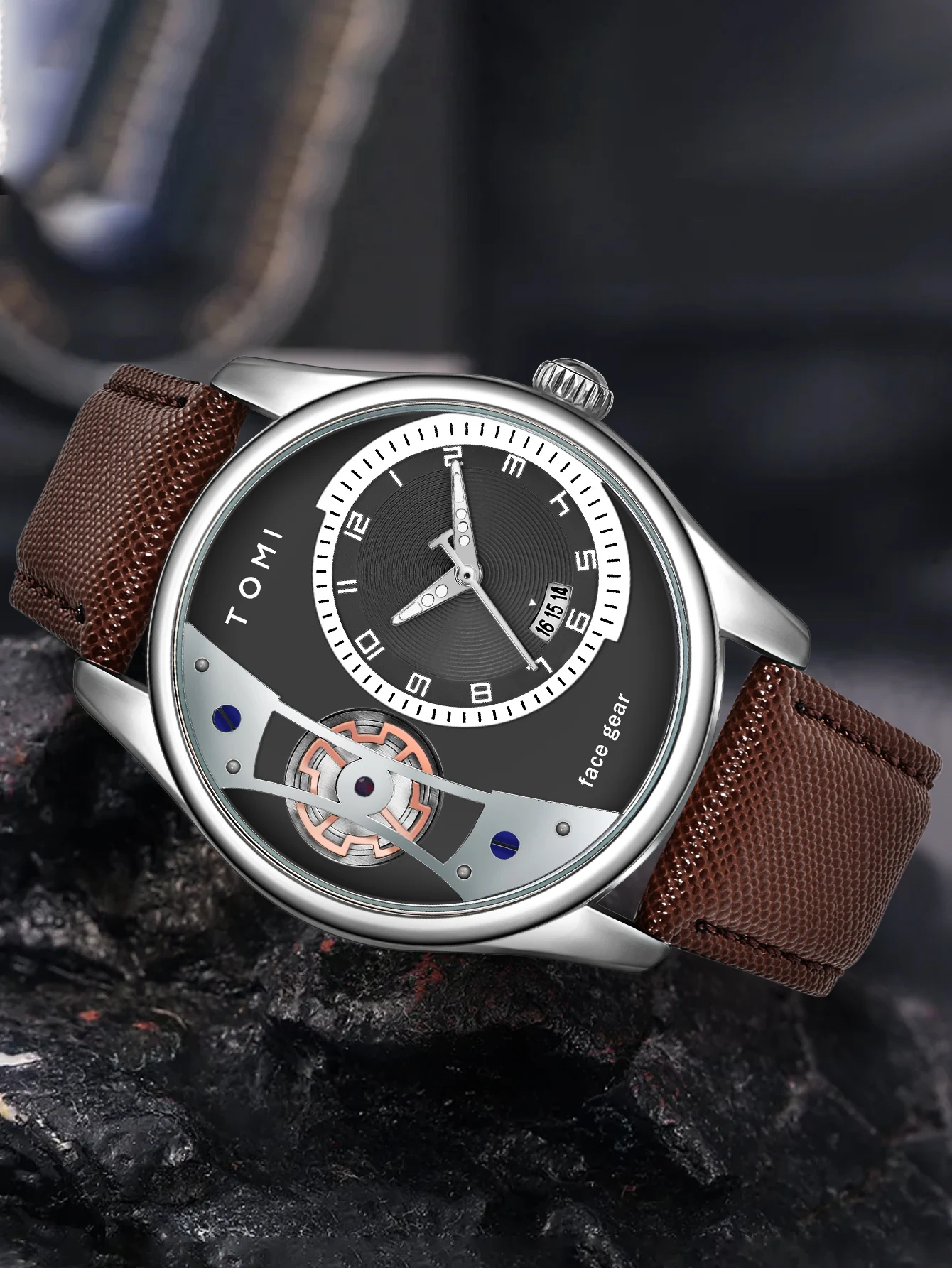 TOMI Set Gift Box for Men's Minimalist Business Quartz Watch Luxury Versatile Double Strap Detachable Watch Festival Gift