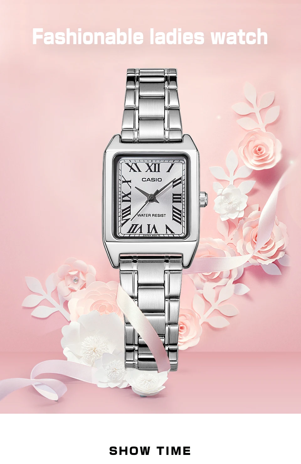 Casio Watch for Women Top Brand Luxury Set 30m Waterproof Quartz Ladies Watch Tonneau Shape Stainless Steel Reloj Mujer LTP-V007