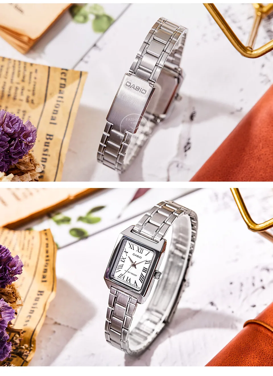 Casio Watch for Women Top Brand Luxury Set 30m Waterproof Quartz Ladies Watch Tonneau Shape Stainless Steel Reloj Mujer LTP-V007