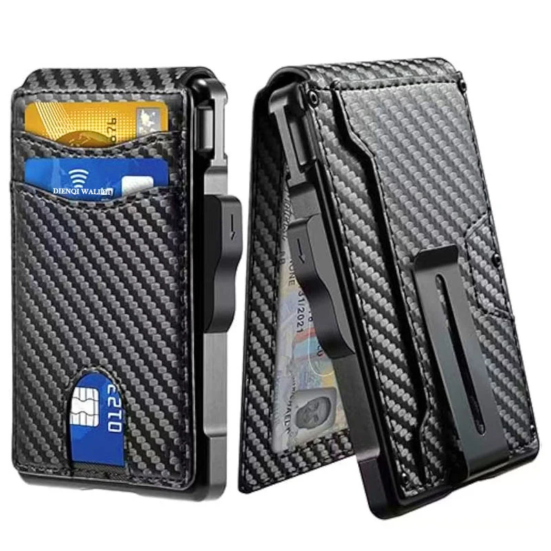 Minimalist Wallet EDC Tactical Slim PU Leather Credit Card Holder RFID Blocking Bifold Smart Wallets with Money Clip for Men