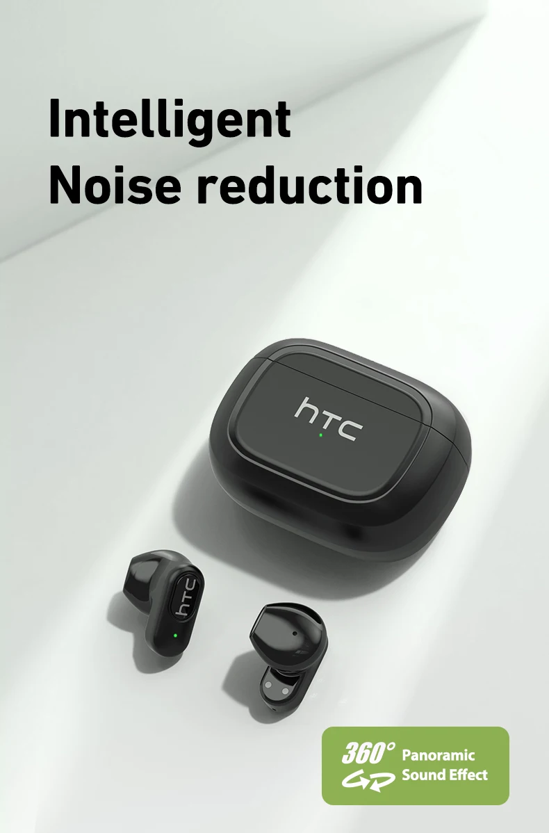 HTC NE51 Bluetooth Earphones TWS Sport Wireless Headphones Long Life with Mic In-Ear Earbuds AI Translator Earbuds