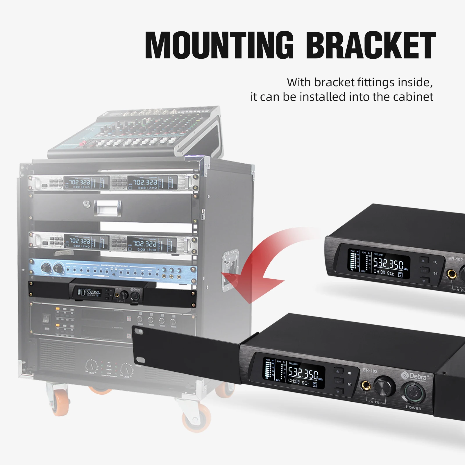 Debra ER-102 Professional Wireless In-Ear Monitor System, UHF band with Bluetooth 5.0 support, for stage performances, drummers