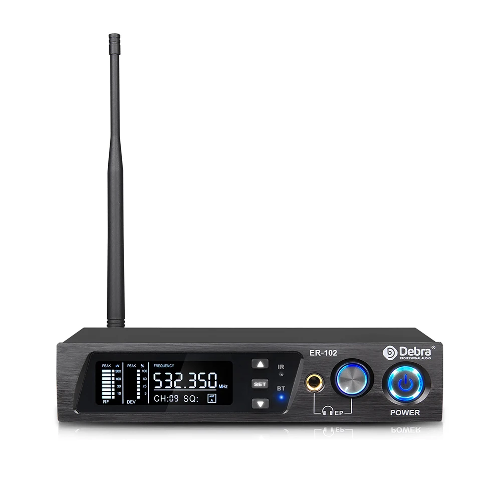 Debra ER-102 Professional Wireless In-Ear Monitor System, UHF band with Bluetooth 5.0 support, for stage performances, drummers