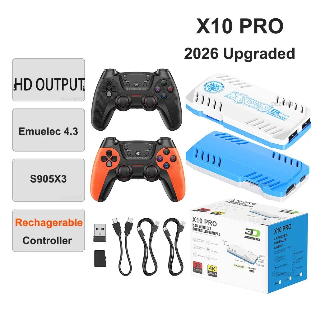 2026 X10 Pro 128G Retro Games Videojuegos Consola Rechargeable Gamepad X10 Pro Game Stick 4K