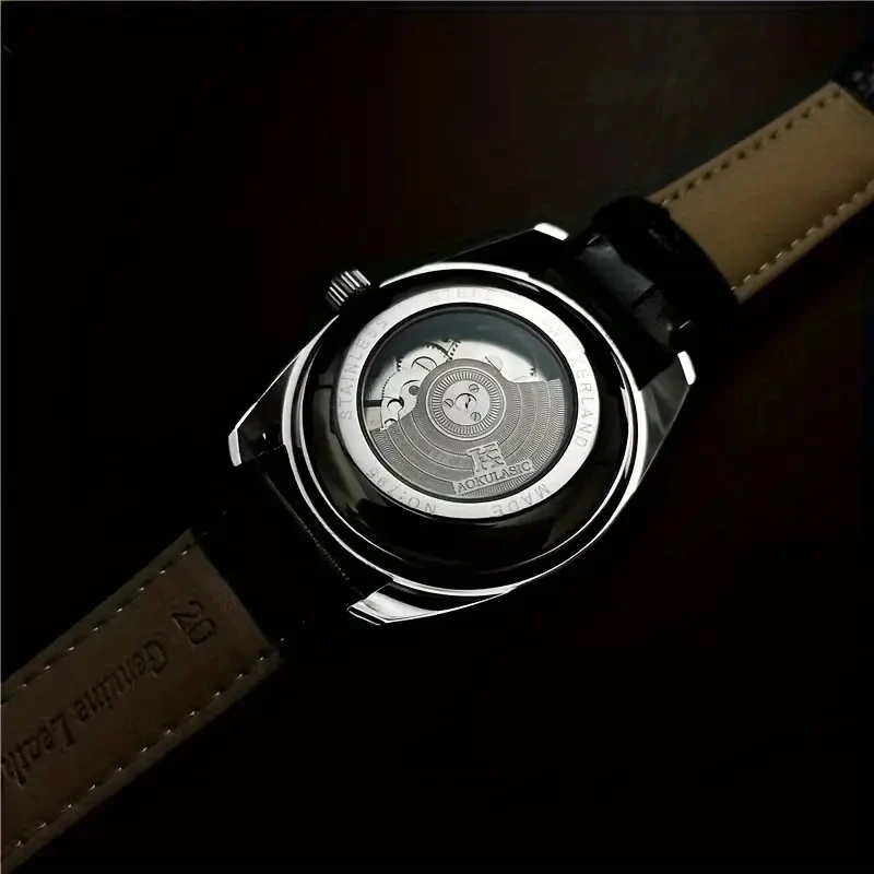 Luxurious Men's Automatic Mechanical Watch, with a Cool Hemispherical Design, Best-Selling Men's Watch, Moon Phase Pointer, Skeleton Design, the Best Gift for Him, No Batteries Required