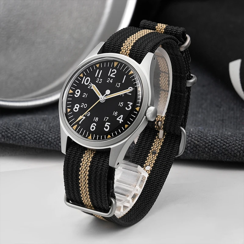 Militado ML07 Military Watch VH31 Quartz Movement Sapphire Crystal Luminous AR Coating Vintage Watches 100m Waterproof