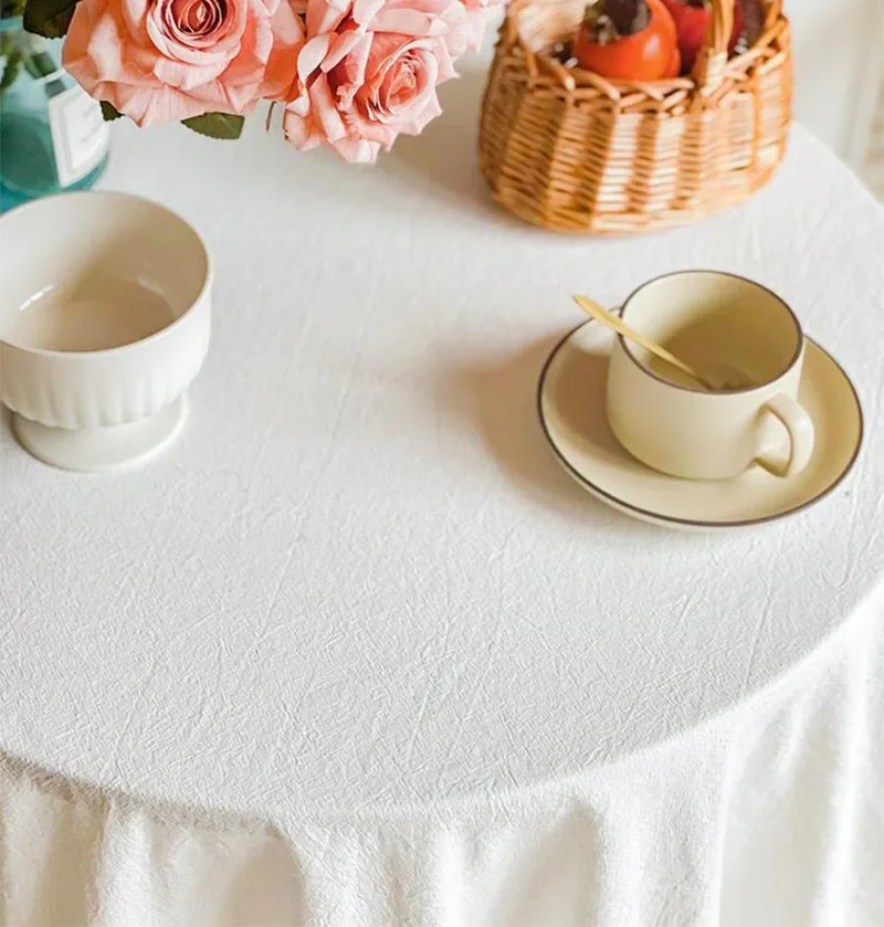 100% Cotton Round Table Cloth Washable Vintage Ruffle Tablecloth For Wedding Party Dining Banquet Decor Living Room Table Cloth