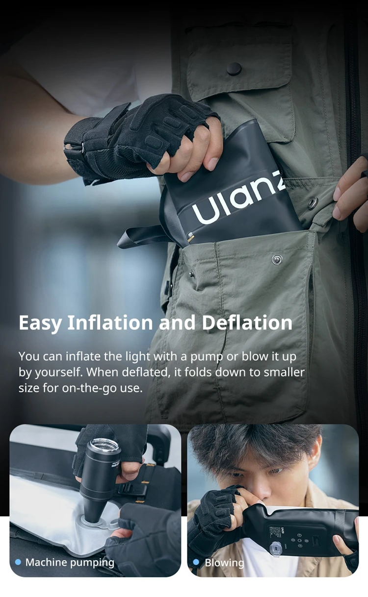 Ulanzi UA20 20W Portable Air Tube Light Foldable Bi-color Fill Light for Live-streaming Outdoor Fill Light Air Tube Light