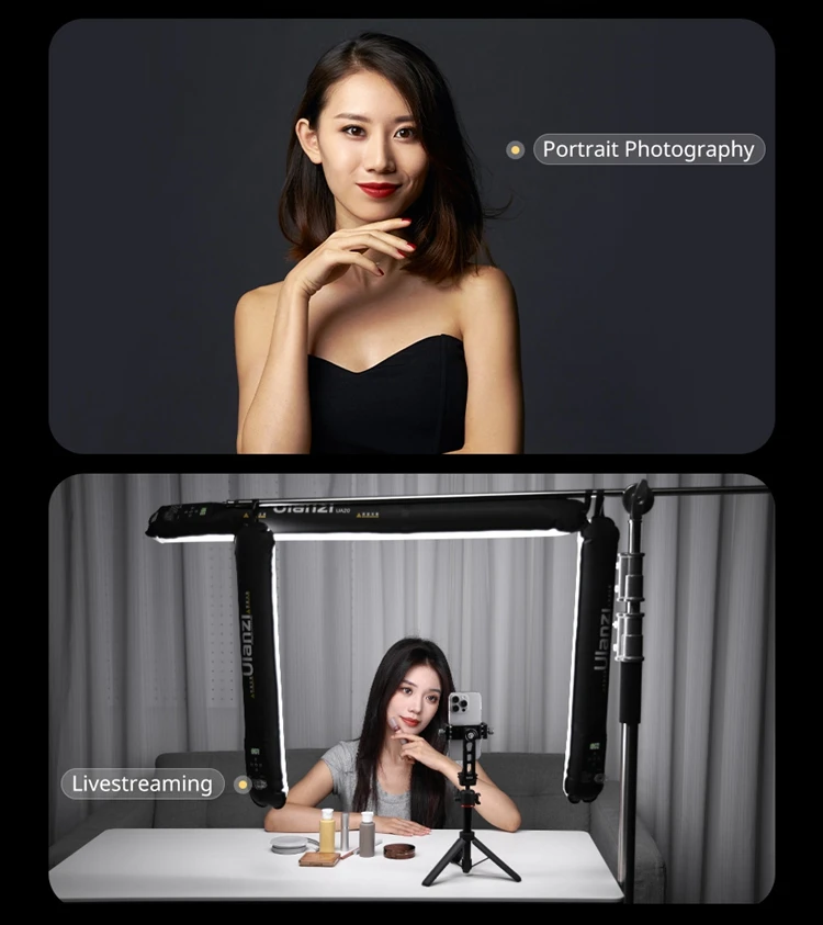Ulanzi UA20 20W Portable Air Tube Light Foldable Bi-color Fill Light for Live-streaming Outdoor Fill Light Air Tube Light