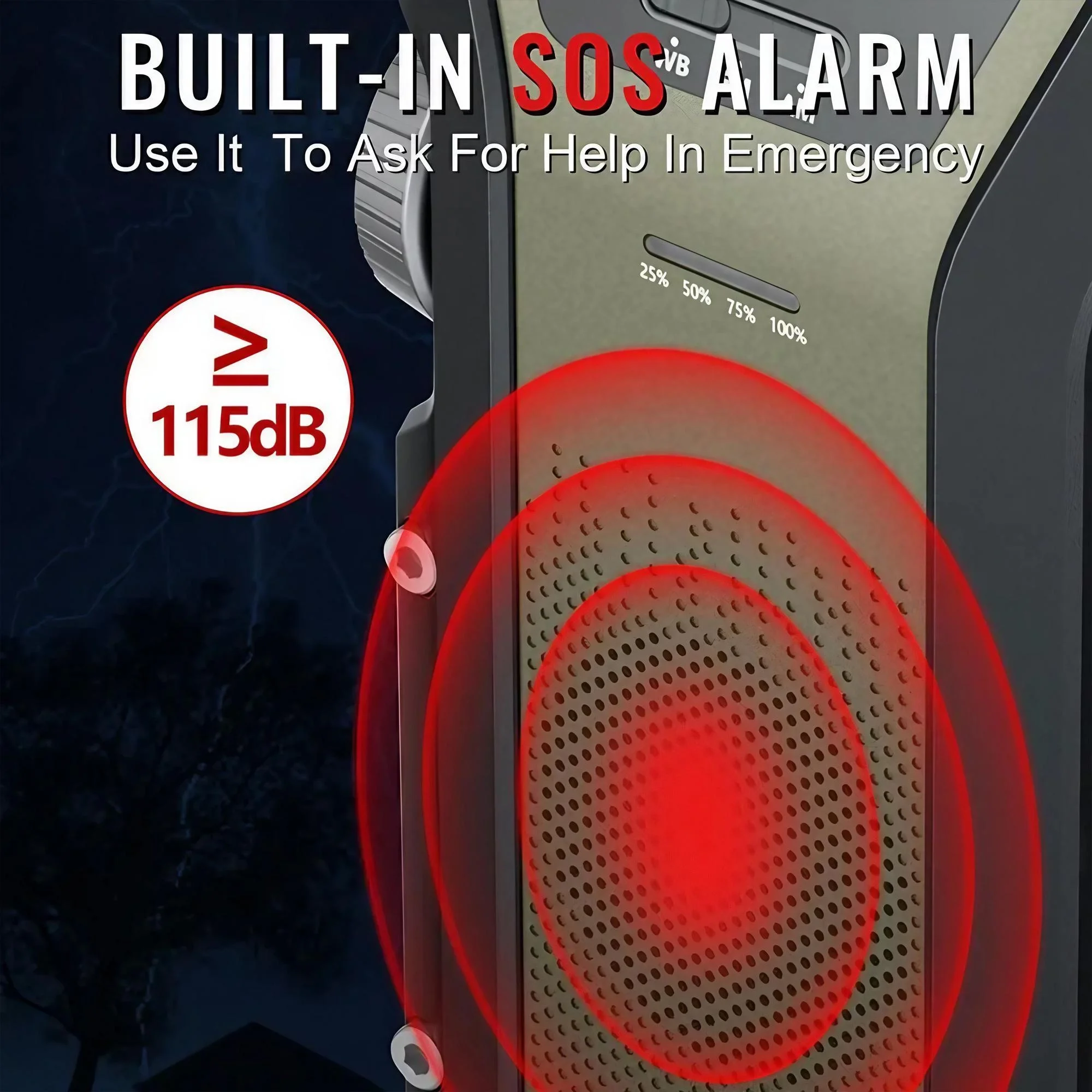 Weather Radio Emergency Multifunctional Radio FM AM WB Hand Crank Solar USB Charging 2000mAh Power Bank LED Flashlight Torch