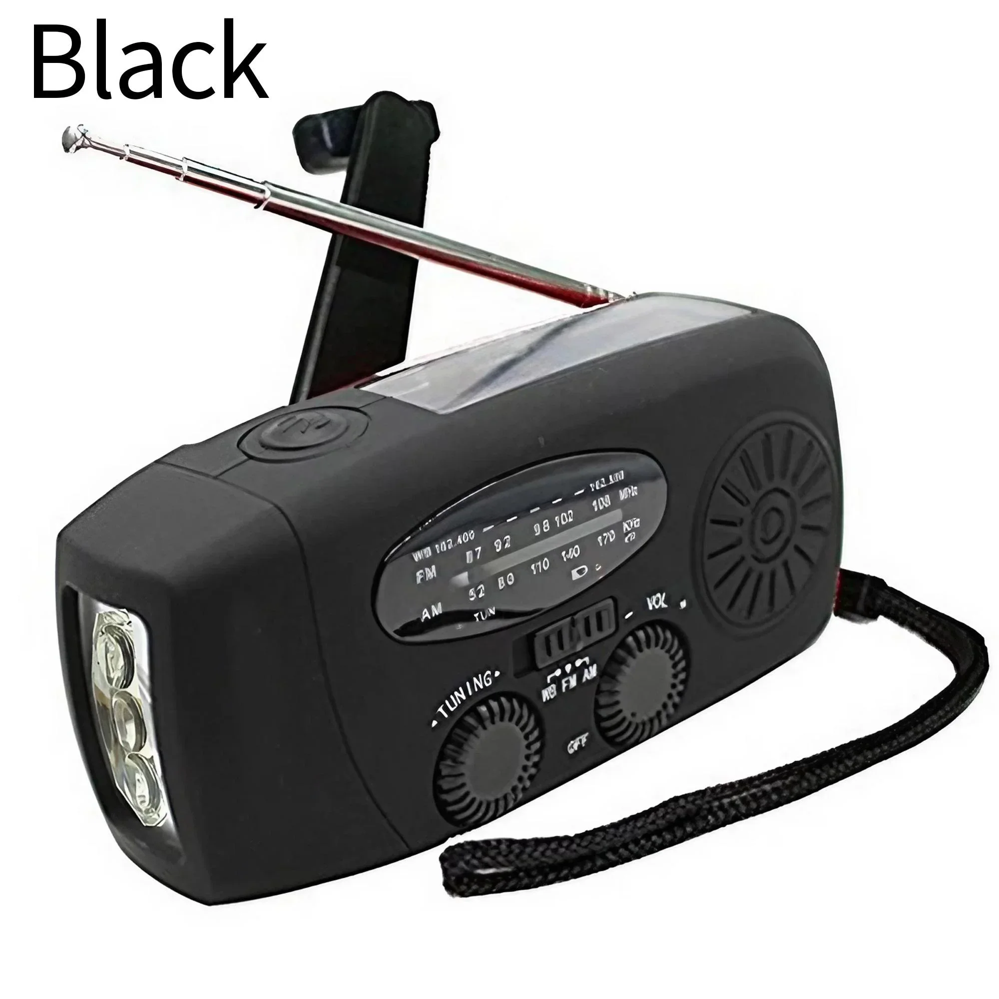 Weather Radio Emergency Multifunctional Radio FM AM WB Hand Crank Solar USB Charging 2000mAh Power Bank LED Flashlight Torch