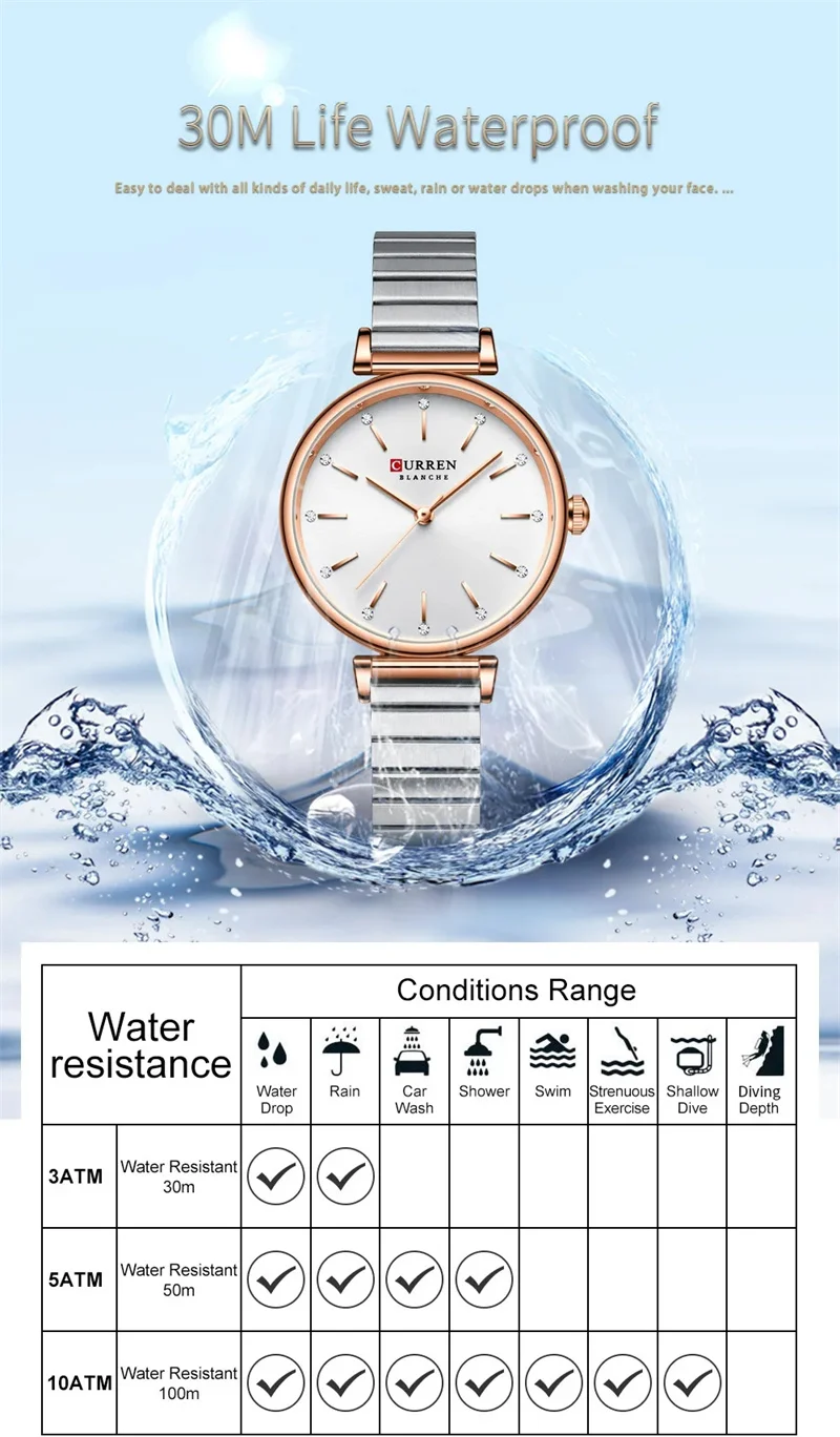CURREN 9081 Advanced Elegant Women's Quartz Watch Waterproof Stainless Steel Strap Business Women's Watch Relojes De Mujer