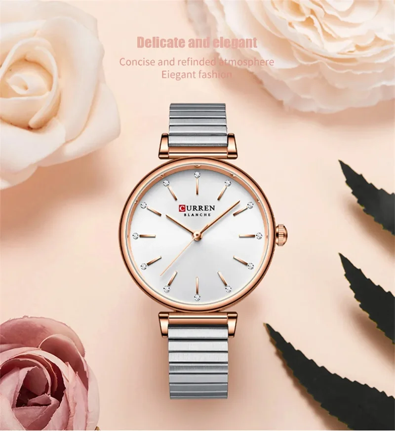 CURREN 9081 Advanced Elegant Women's Quartz Watch Waterproof Stainless Steel Strap Business Women's Watch Relojes De Mujer