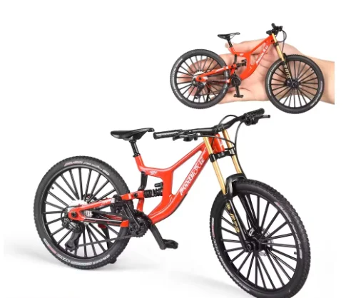 1:6 Scale Alloy Mountain Bike Model Realistic Gear Toy with Front & Rear Shock Absorbers for Bicycle Enthusiasts