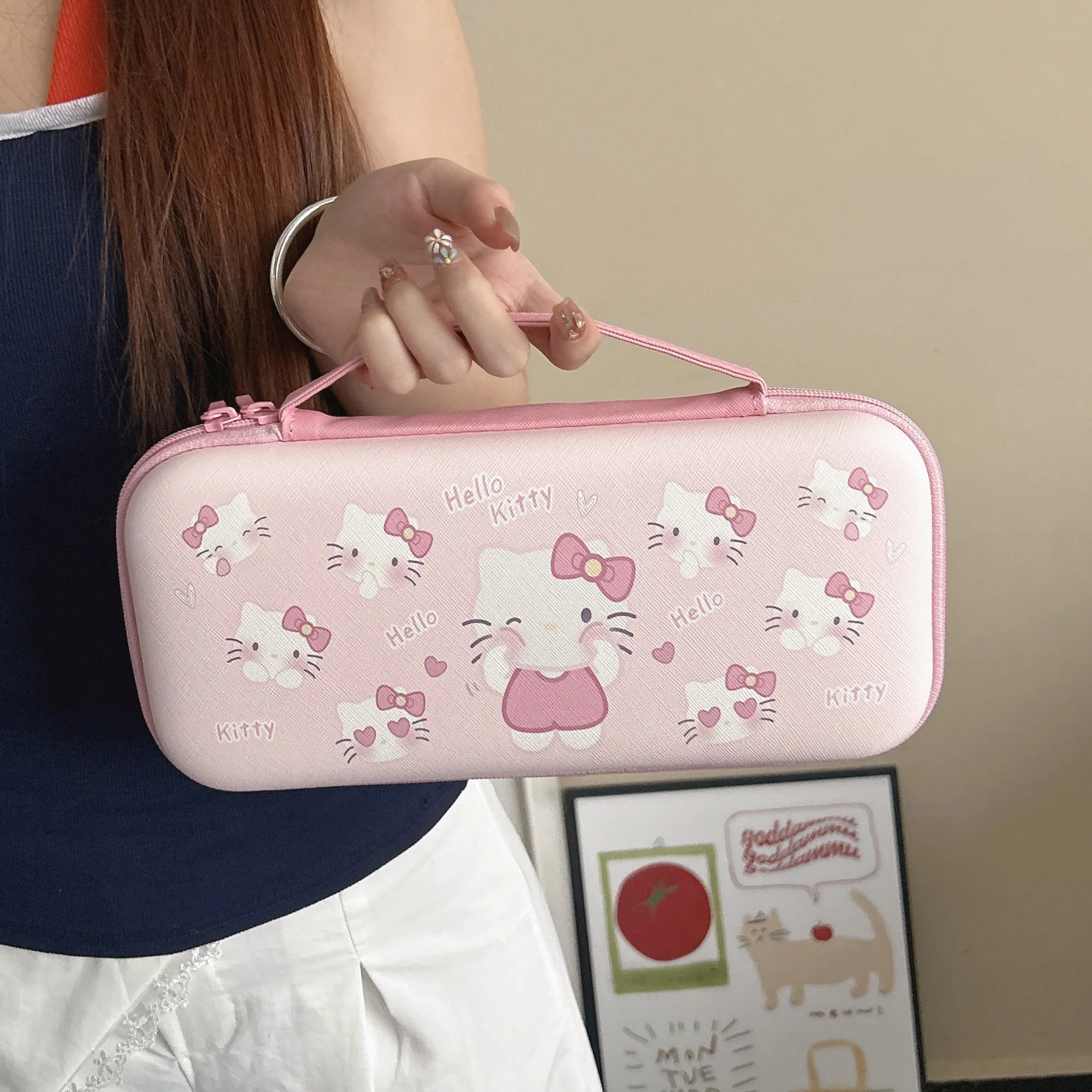 Cartoon Leather Switch2 Storage Bag, Nintendo NS2 Game Console Hand-held Lanyard Bag, Switch2 Storage Box