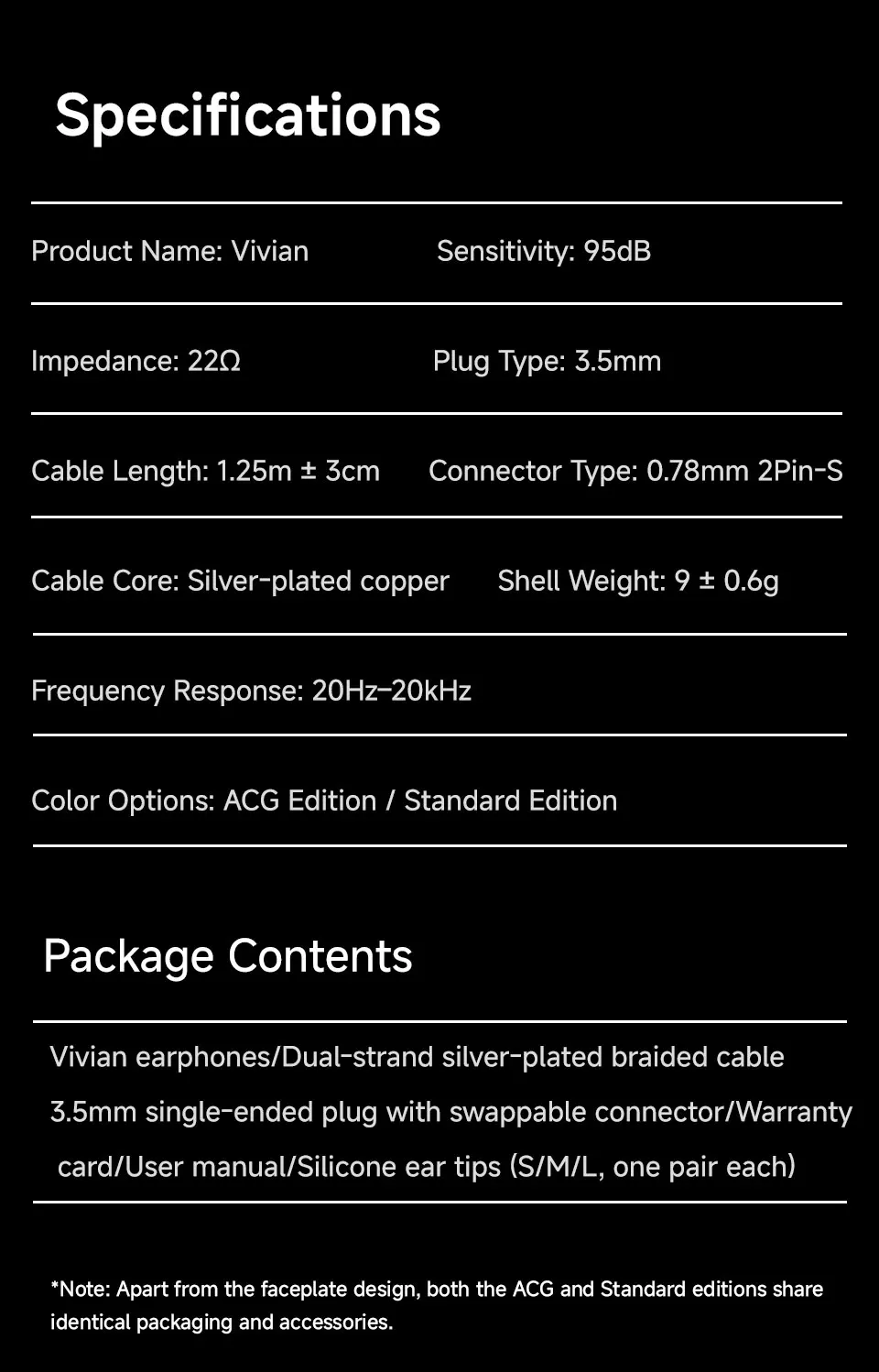 CVJ Vivian In-Ear Monitor Earphones 10mm Dynamic Driver Wired Earbuds HiFi Quality 3.5mm Plug 0.78MM Detachable With Mic Cable