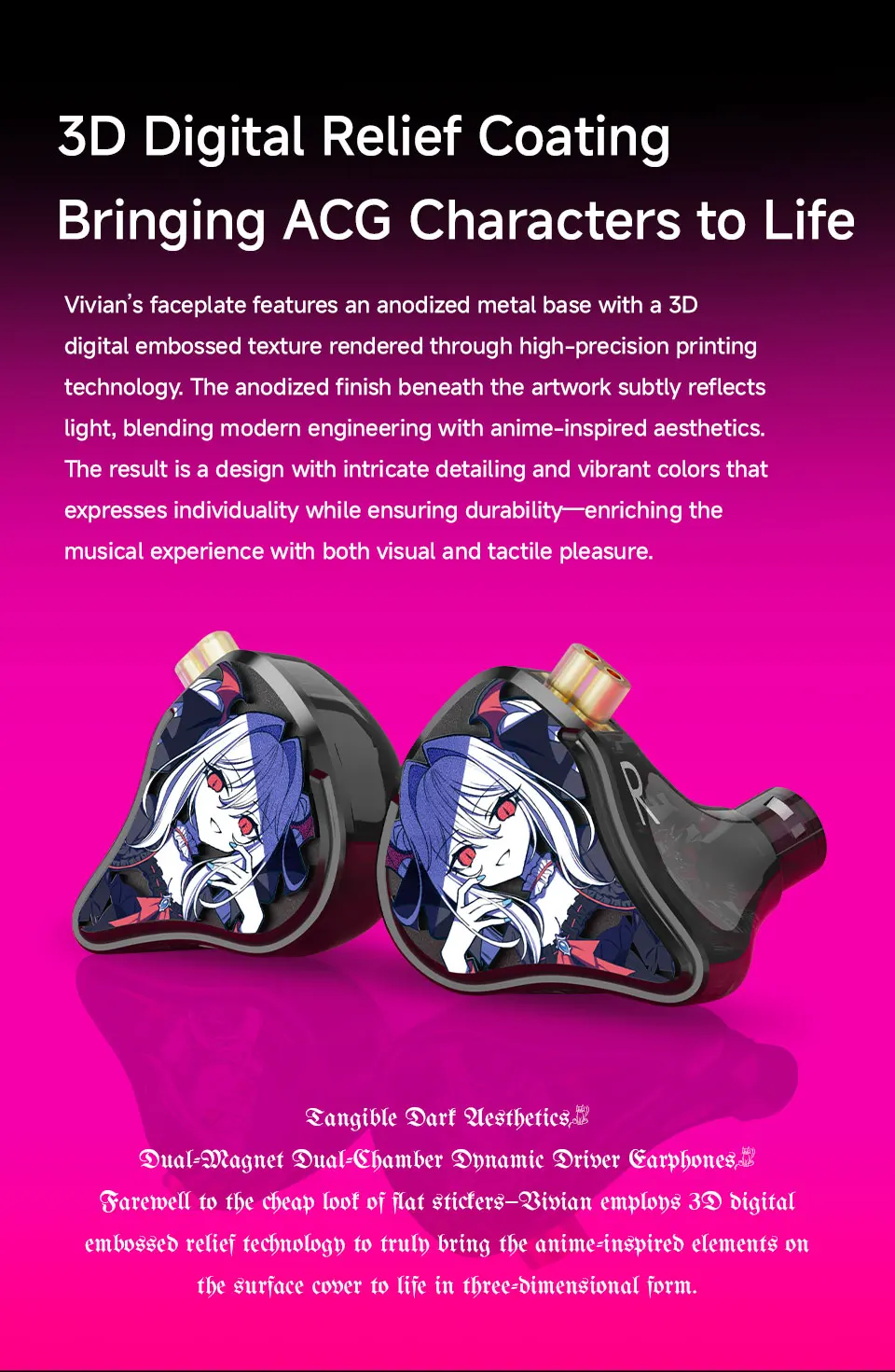 CVJ Vivian In-Ear Monitor Earphones 10mm Dynamic Driver Wired Earbuds HiFi Quality 3.5mm Plug 0.78MM Detachable With Mic Cable