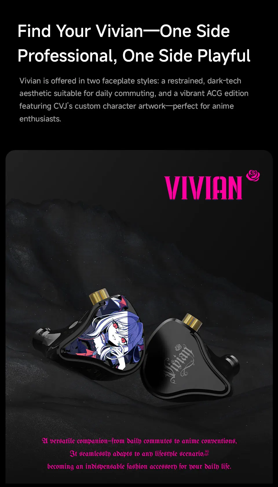 CVJ Vivian In-Ear Monitor Earphones 10mm Dynamic Driver Wired Earbuds HiFi Quality 3.5mm Plug 0.78MM Detachable With Mic Cable