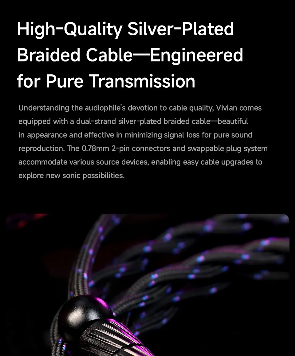 CVJ Vivian In-Ear Monitor Earphones 10mm Dynamic Driver Wired Earbuds HiFi Quality 3.5mm Plug 0.78MM Detachable With Mic Cable
