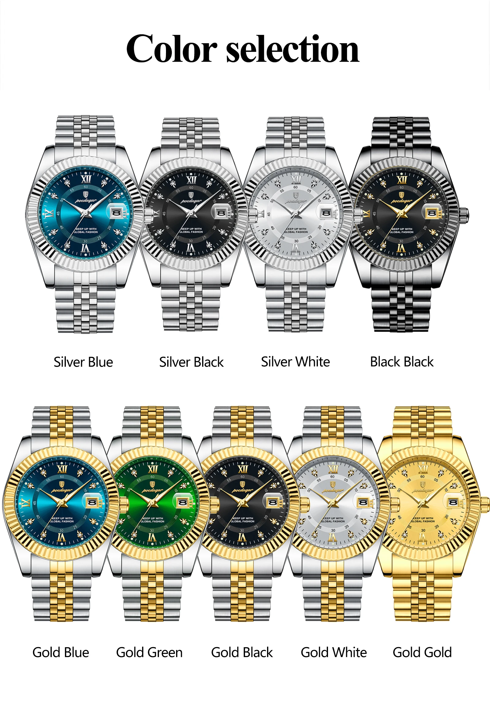POEDAGAR Original Men Wristwatch Waterproof Luminous Date Business Man Clock Stainless Steel Quartz Military Men's Watches Reloj