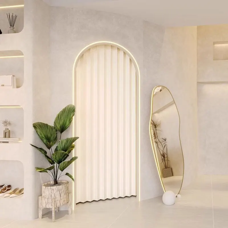 Room Divider Curtain for Kitchen and Balcony, Folding Privacy Panel with Soft Drape and Modern Home Style