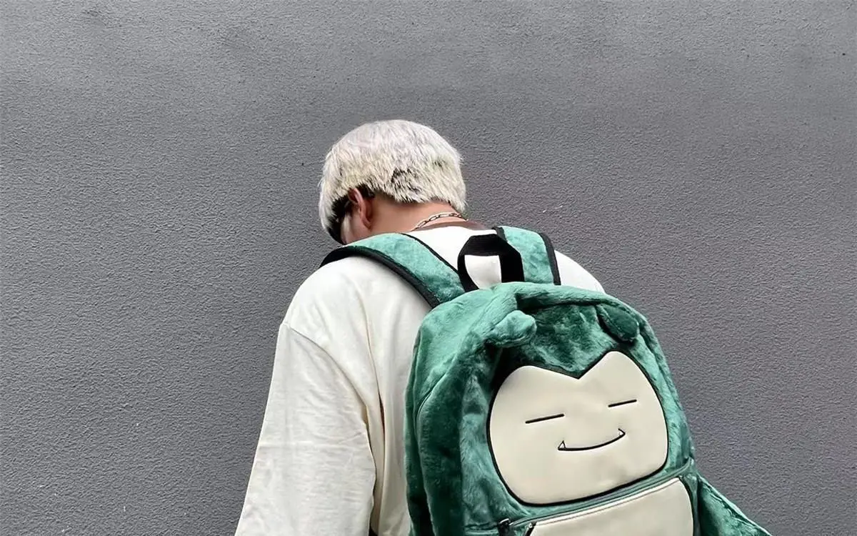 Pokemon Anime Gengar Snorlax Plush Backpacks Storage Bags Travel Mochila Plush Backpack Bag for Children Kids Boys Girl Students
