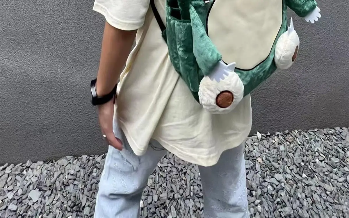 Pokemon Anime Gengar Snorlax Plush Backpacks Storage Bags Travel Mochila Plush Backpack Bag for Children Kids Boys Girl Students