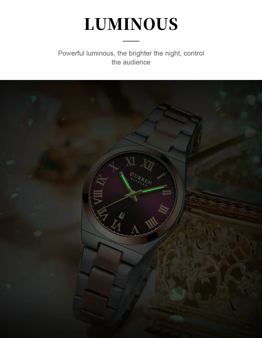 CURREN Watch Women,Watches for Women,Ladies Watches,Waterproof Fashion Dress Stainless Steel Bracelet Analog Watches Date