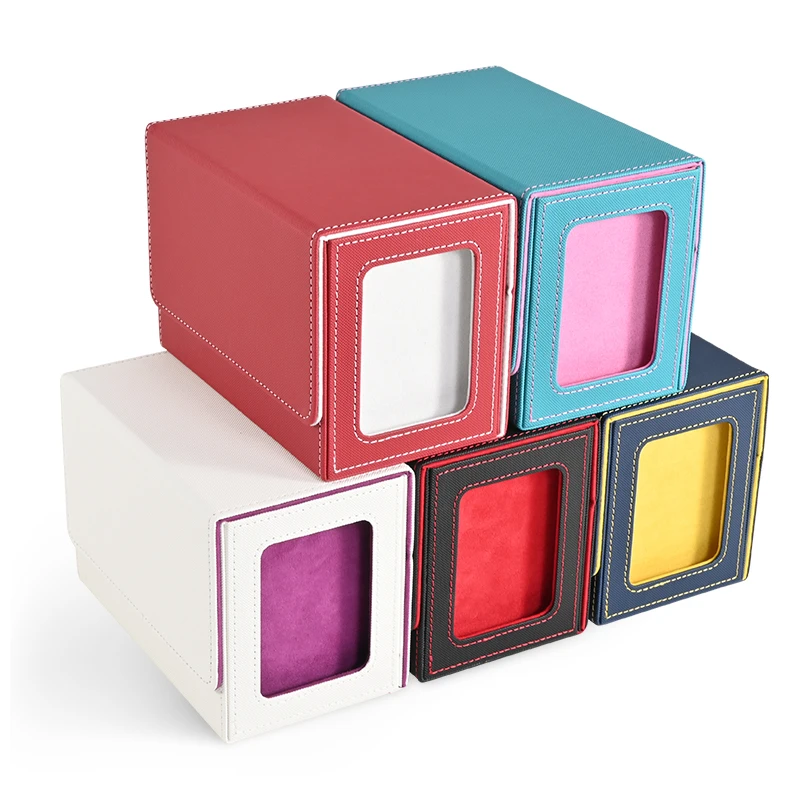 Card Deck Box with 2 Commander Display, Double Deck Box for 140+ Single Sleeved Cards, Fits for TCG CCG Magic Cards
