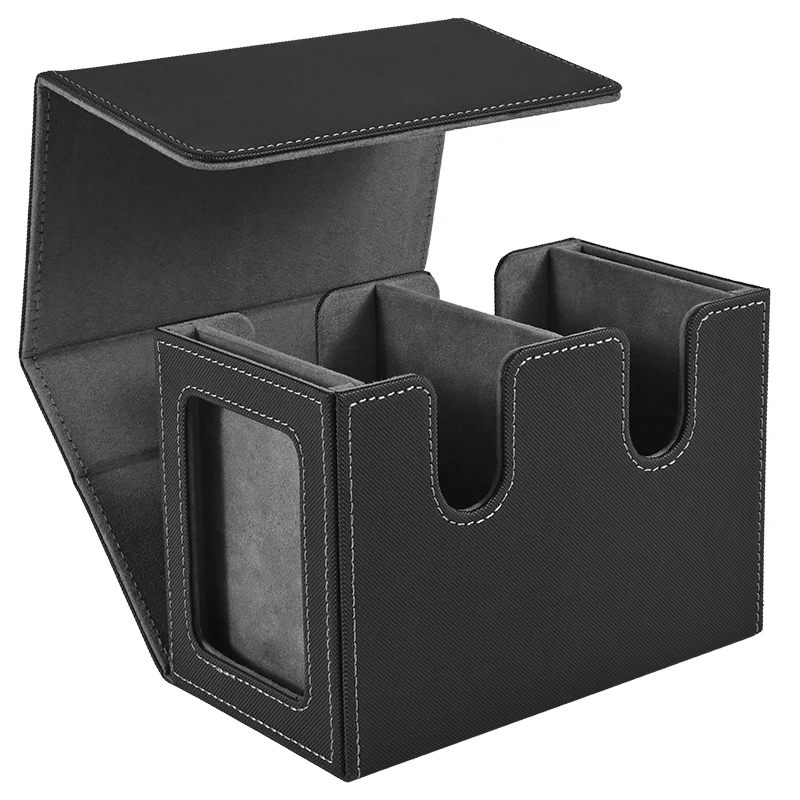 Card Deck Box with 2 Commander Display, Double Deck Box for 140+ Single Sleeved Cards, Fits for TCG CCG Magic Cards
