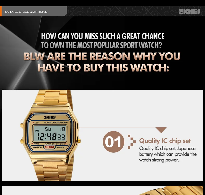 New Business Men Retro Watch Waterproof Electronic Watch Fashion Personality's Watch Thin Strip Relogio Masculino Digital SKMEI
