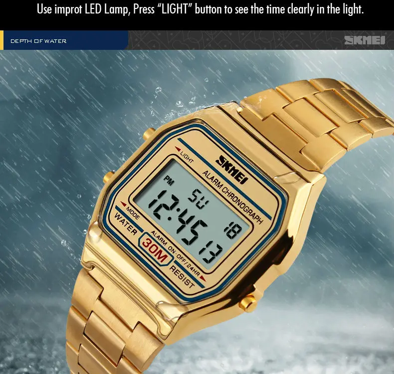 New Business Men Retro Watch Waterproof Electronic Watch Fashion Personality's Watch Thin Strip Relogio Masculino Digital SKMEI