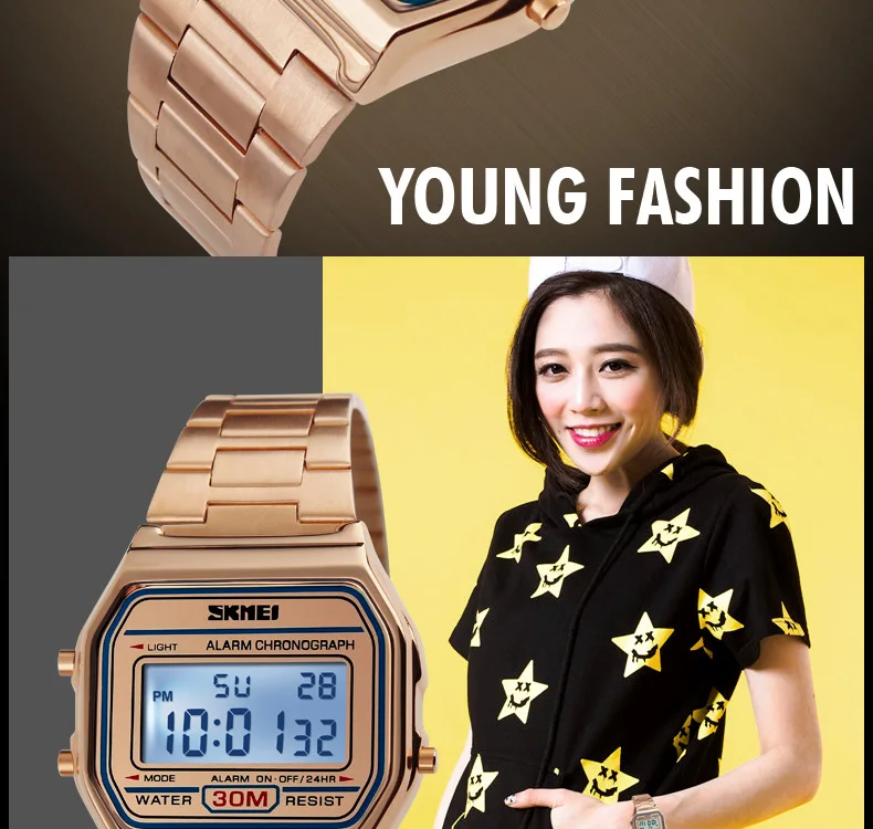 New Business Men Retro Watch Waterproof Electronic Watch Fashion Personality's Watch Thin Strip Relogio Masculino Digital SKMEI