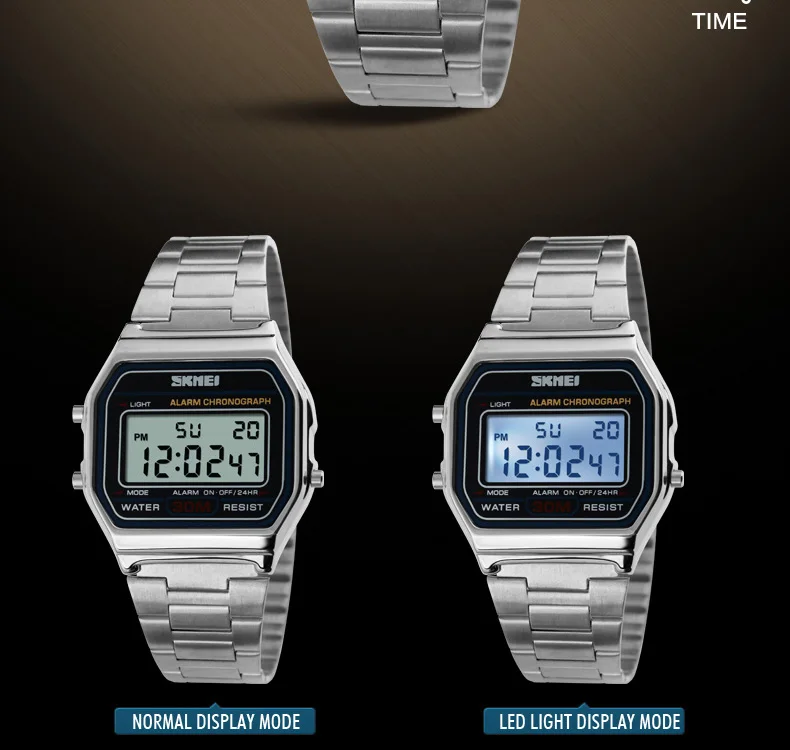 New Business Men Retro Watch Waterproof Electronic Watch Fashion Personality's Watch Thin Strip Relogio Masculino Digital SKMEI