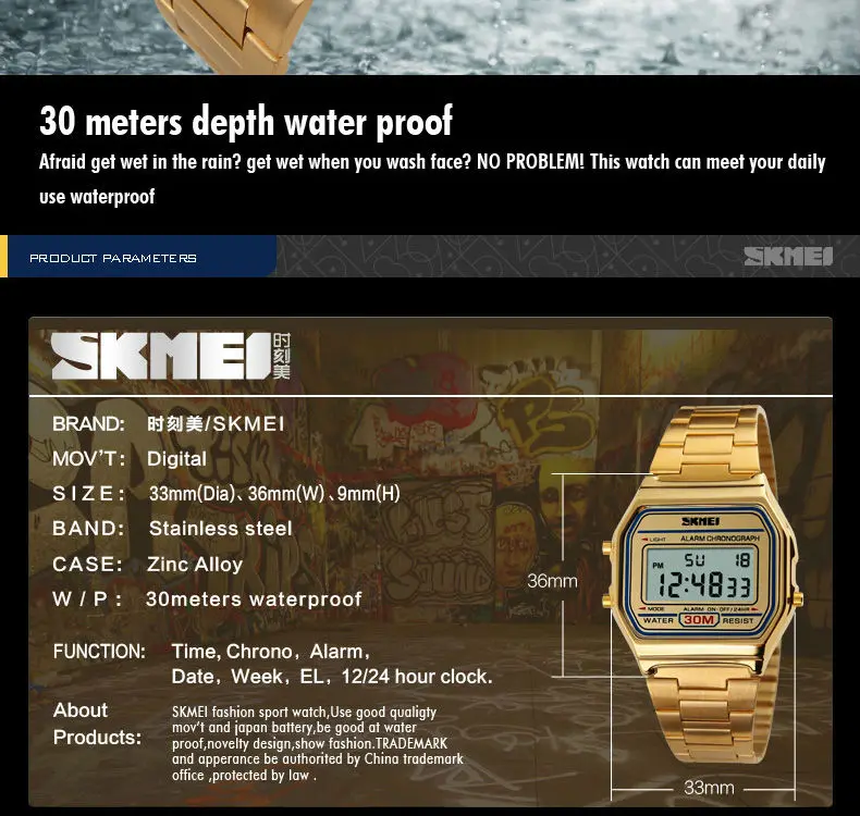 New Business Men Retro Watch Waterproof Electronic Watch Fashion Personality's Watch Thin Strip Relogio Masculino Digital SKMEI
