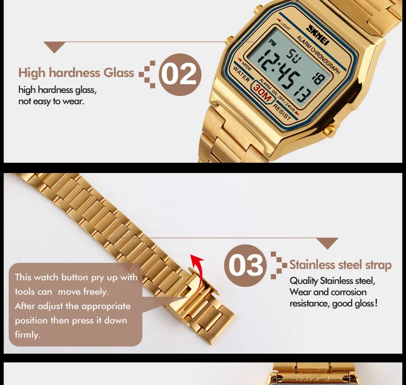 New Business Men Retro Watch Waterproof Electronic Watch Fashion Personality's Watch Thin Strip Relogio Masculino Digital SKMEI