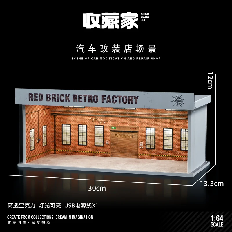 1/64 Model Parking Space Car Parking Space with lights Simulated decoration scene (figures and cars not included)